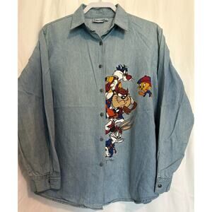 LOONEY TUNES JERRY LEIGH 2008 Bugs/Tweety/Taz/Daffy Woman’s LRG Button Down